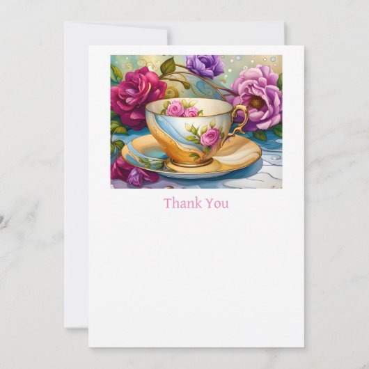 Theetijd - Tea Cup Kunst Bedankkaart (Achterkant)