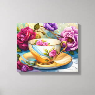 Theetijd - Tea Cup Kunst Canvas Afdruk