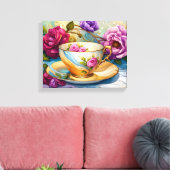 Theetijd - Tea Cup Kunst Canvas Afdruk (Insitu (Woonkamer))