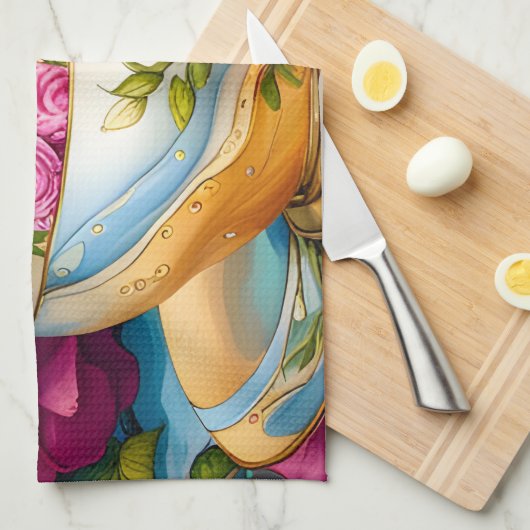 Theetijd - Tea Cup Kunst Theedoek (Quarter Fold)