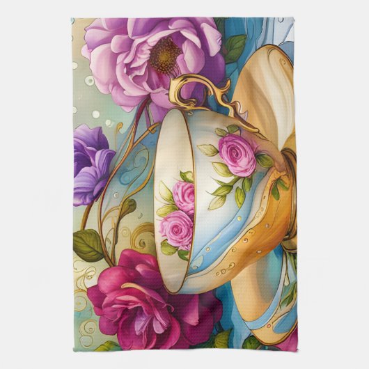 Theetijd - Tea Cup Kunst Theedoek (Verticaal)