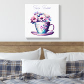 theetijd |   Tea Cup vol met bloemen Canvas Afdruk (Insitu (Slaapkamer))