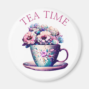 theetijd Tea Cup vol met bloemen Magneet