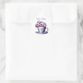 theetijd |   Tea Cup vol met bloemen Ronde Sticker (Tas)