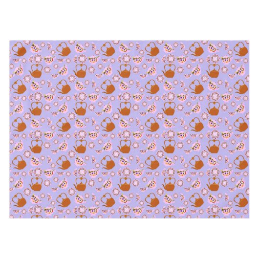 Theetijd Theepot Theekopje Bord Koperen Ketel patr Tafelkleed (Voorkant (Horizontaal))