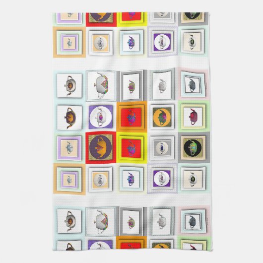 Theetijd theepotten theedoek (Verticaal)