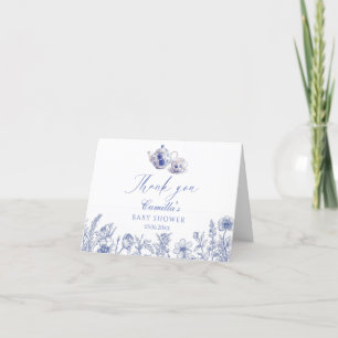Theetijd Toile thema Baby shower Bedankkaart