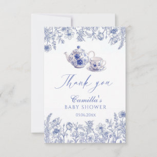 Theetijd Toile thema Baby shower Bedankkaart