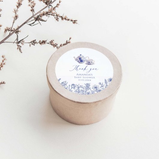 Theetijd Toile thema Baby shower Ronde Sticker