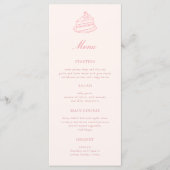 Theetijd Trouwfeest Handgetekende Roze Bruiloft Menu (Voorkant)