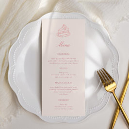 Theetijd Trouwfeest Handgetekende Roze Bruiloft Menu