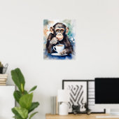 Theetijd van de chimp poster (Thuiskantoor)