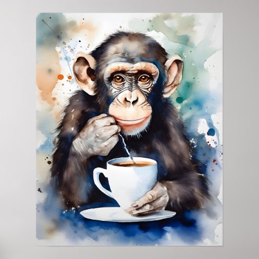 Theetijd van de chimp poster (Voorkant)
