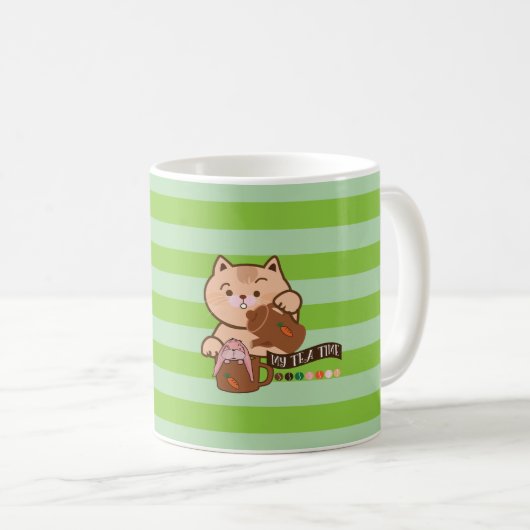 theetijd van kat en konijn koffiemok (Voorkant rechts)