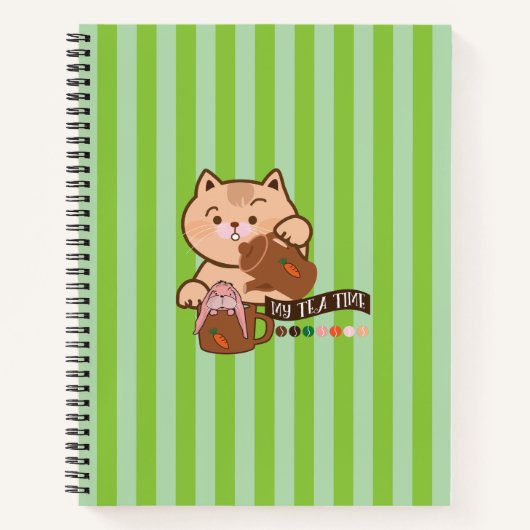 theetijd van kat en konijn notitieboek (Voorkant)