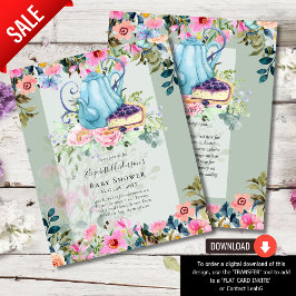 Theetijd Verjaardagsfeest Baby Shower Uitnodiginge Flyer