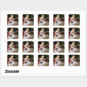 Theetijd voor Fox Terrier Puppies  Dog Art Vierkante Sticker (Vel)