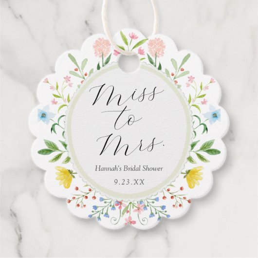 Theetijd Whimsical Wilde Bloemen Bruidsdouche Bedankjes Labels (Voorkant)
