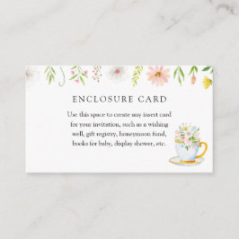 Theetijd Whimsical Wilde Bloemen Envelopkaart Informatiekaartje