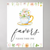 Theetijd Whimsical Wilde Bloemen Favorieten Bord Poster (Voorkant)