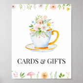 Theetijd Whimsical Wilde Bloemkaarten & Cadeaus Bo Poster (Voorkant)
