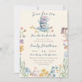 Theetijd Wilde Bloemen Bruidsborrel Kaart (Voorkant)