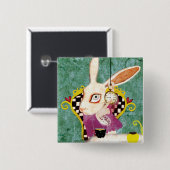 Theetijd wonderland broche vierkante button 5,1 cm (Voorkant /achterkant)