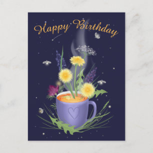 Theetijd Zomer Bloemen Ansichtkaart Briefkaart