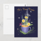 Theetijd Zomer Bloemen Ansichtkaart Briefkaart (Voorkant / Achterkant)