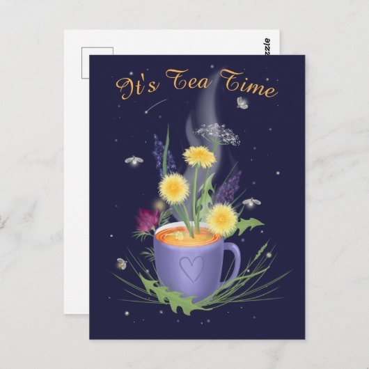 Theetijd Zomer Bloemen Ansichtkaart Briefkaart (Voorkant / Achterkant)