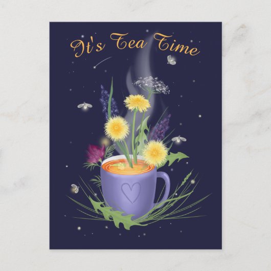 Theetijd Zomer Bloemen Ansichtkaart Briefkaart (Voorkant)