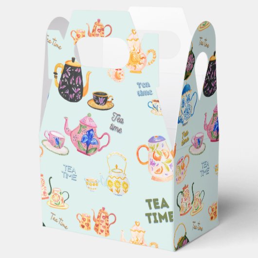 theetijdpatroon - theekopjes en theepot in bedankdoosjes (Geopend)