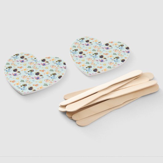 theetijdpatroon - theekopjes en theepot in handwaaier (Niet-gemonteerd)