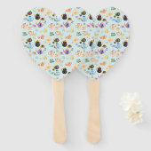 theetijdpatroon - theekopjes en theepot in handwaaier (Voorkant en achterkant)