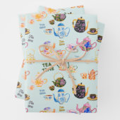 theetijdpatroon - theekopjes en theepot in inpakpapier vel (In situ)