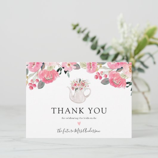 Theetuin Bruiloft Bridal Shower Bedankt (Staand voorkant)