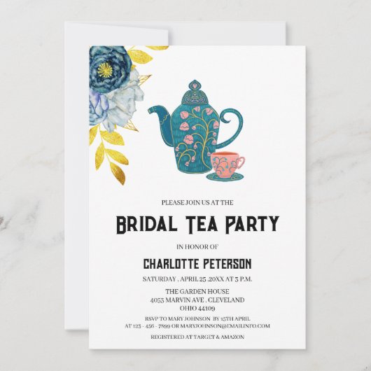 Theetuin Bruiloft Feest  Kaart (Voorkant)