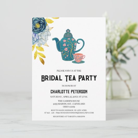 Theetuin Bruiloft Feest  Kaart (Staand voorkant)