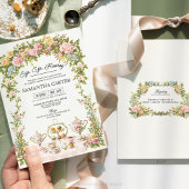 Theetuin Bruiloft Thee Feest Bruidsuitnodiging Kaart