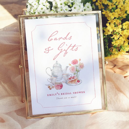 Theetuin Bruiloftsfeest Kaarten & Cadeaus Bord Poster