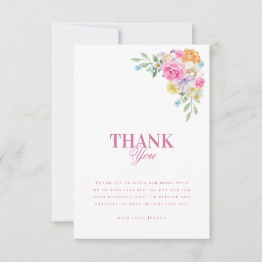 Theetuin Waterverf Bloem Bruidsmeisjesfeest Bedankkaart (Voorkant)