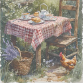 Theetuin Waterverf Ochtend in Cottage Stijl Sticker (Voorkant)