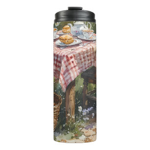 Theetuin Waterverf Ochtend in Cottage Stijl Thermosbeker