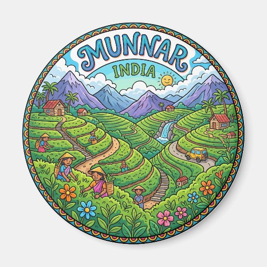 Theetuinen Munnar India Magneet (Voorkant)