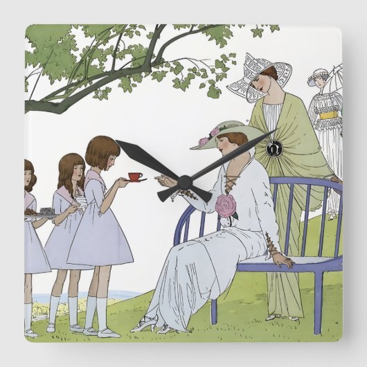 Theetuinfeestje Vierkante Klok (Voorkant)