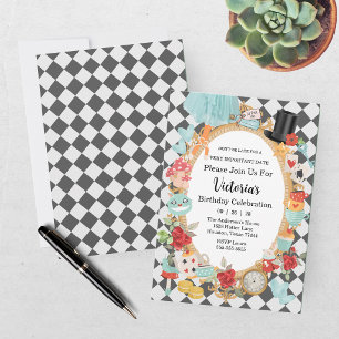 Theevisite Alice in Wonderland Meisjes Verjaardag Kaart