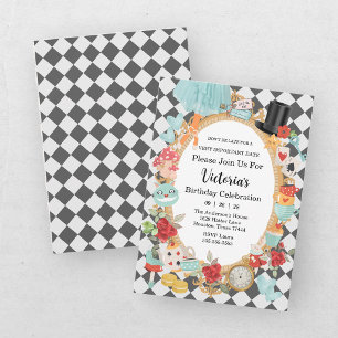 Theevisite Alice in Wonderland Meisjes Verjaardag Kaart
