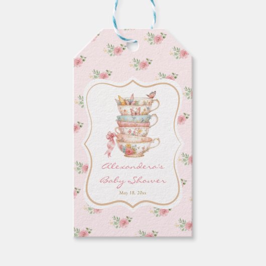 Theevisite Baby Shower Cadeaulabel (Voorkant)