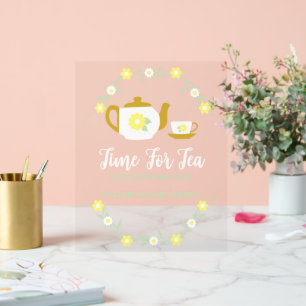 Theevisite Baby Shower met Bloemen Acryl Bord