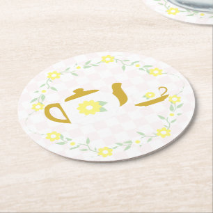Theevisite Baby Shower met Bloemen Ronde Kartonnen Onderzetter